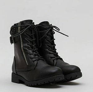 Sweater Cuff Combat Boots